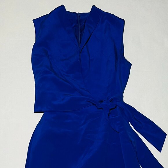 Liz Claiborne 100% Silk Wrap Midi Dress - Blue - M - Picture 2 of 3